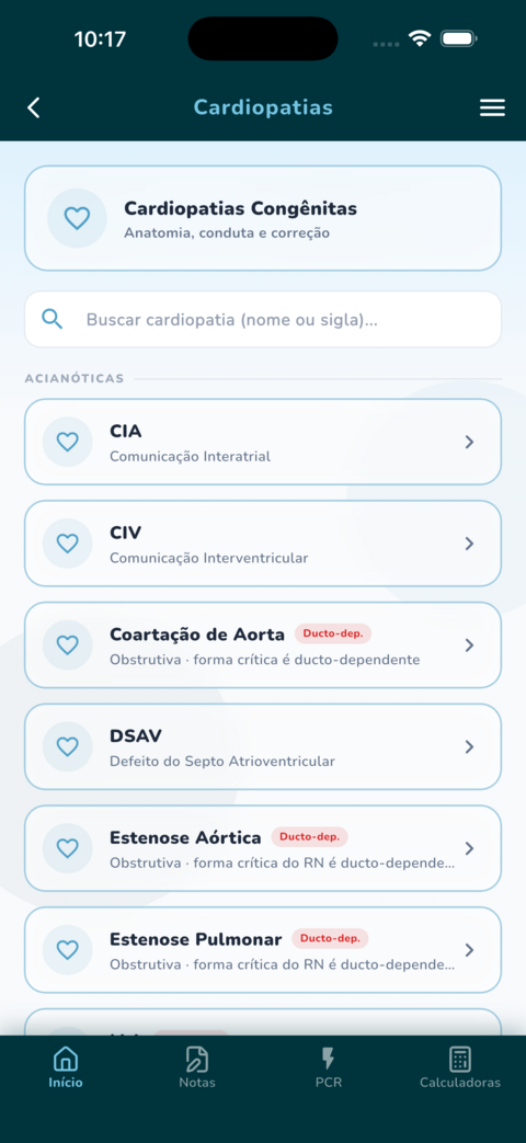 Cardiopatias congênitas — CIA, CIV, coartação de aorta, DSAV e mais