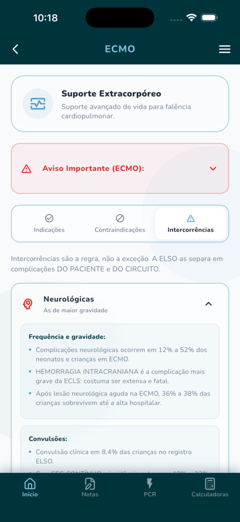 ECMO — indicações, contraindicações e intercorrências
